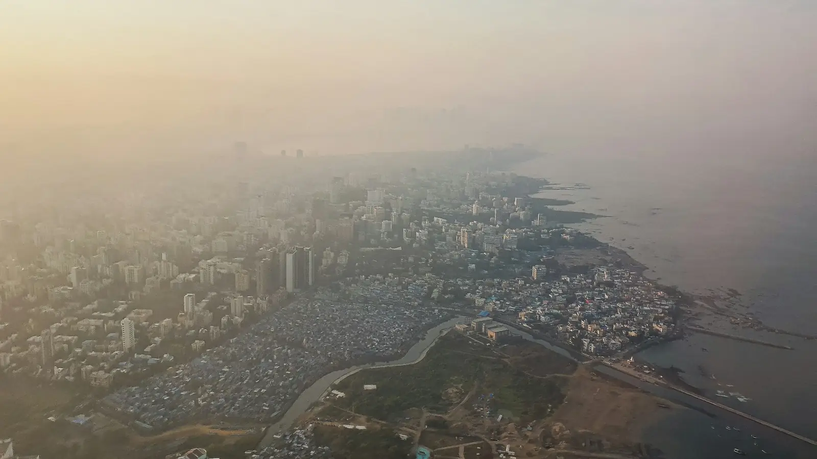 The Mumbai coastline seen from above