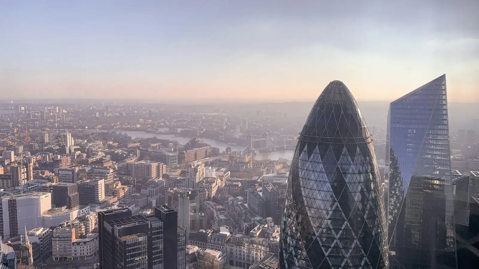 The City of London skyline, with the Gherkin in the foreground