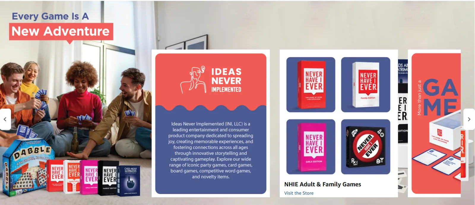 Brand Story module, family games